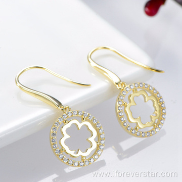 925 Silver Clover Fancy Earrings 9Ct Gold Earrings